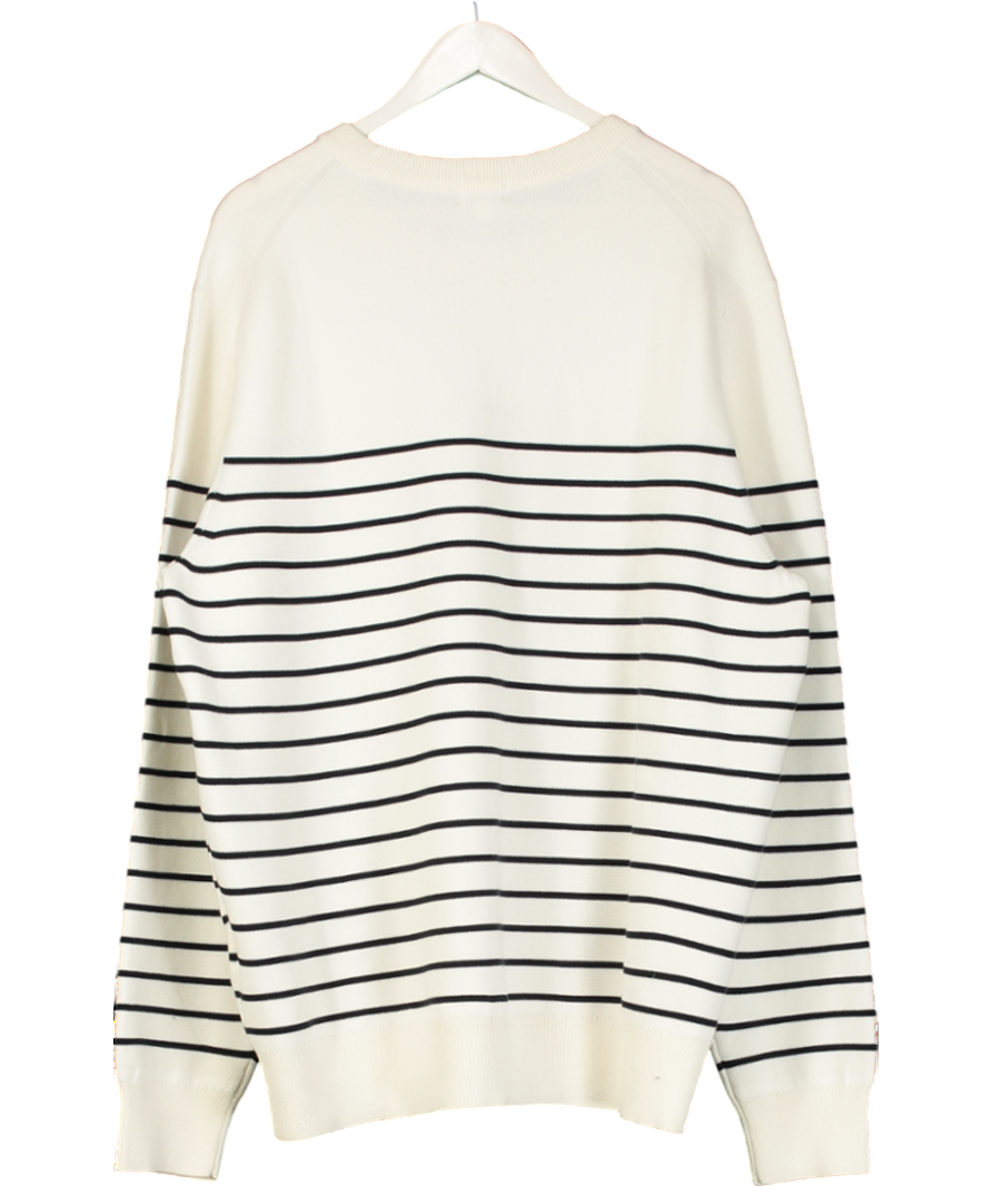 Uniqlo Cream Ribbed Striped Crew Neck Jumper UK XXL