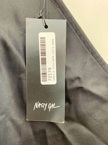 Nasty Gal Black Petite Satin V Neck Mini Dress UK 12