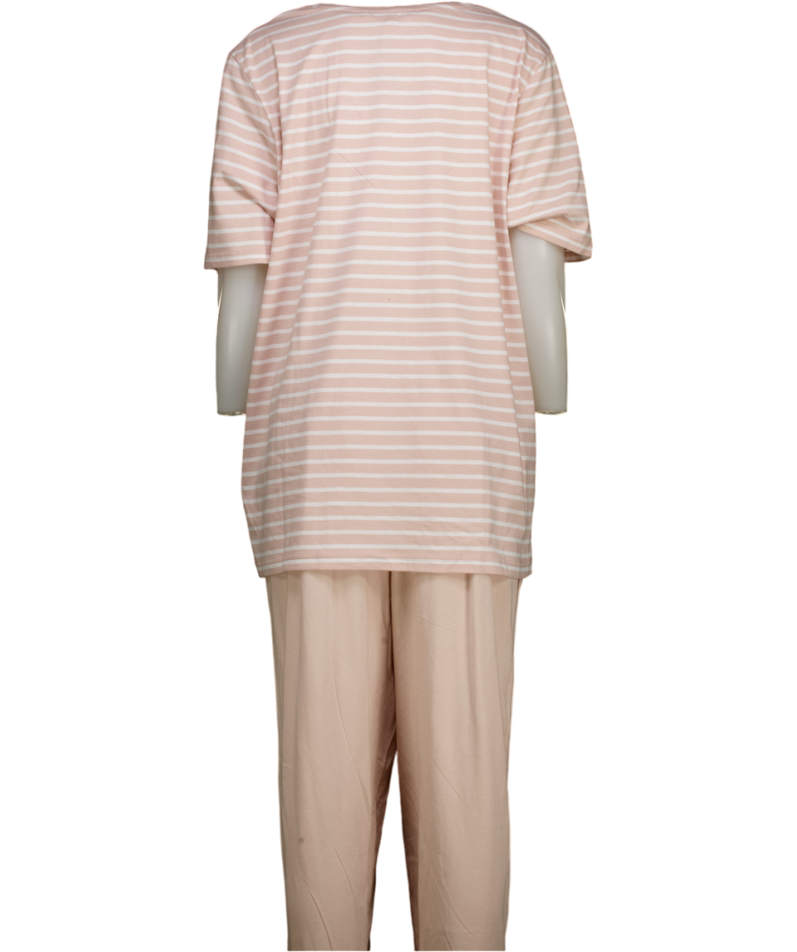 ULLA POPKEN 2-piece Blush Pink Striped Pure Organic Soft Cotton Pyjama Set Uk 20 / UK 22