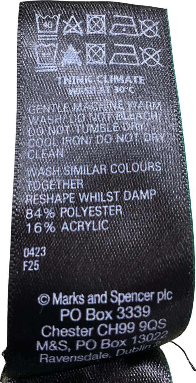 M&S Green Cable Knit Jumper UK L