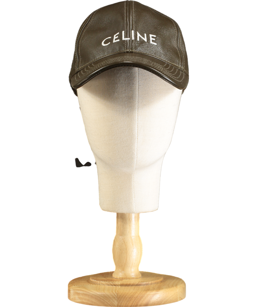 Celine Brown Leather Baseball Cap UK M