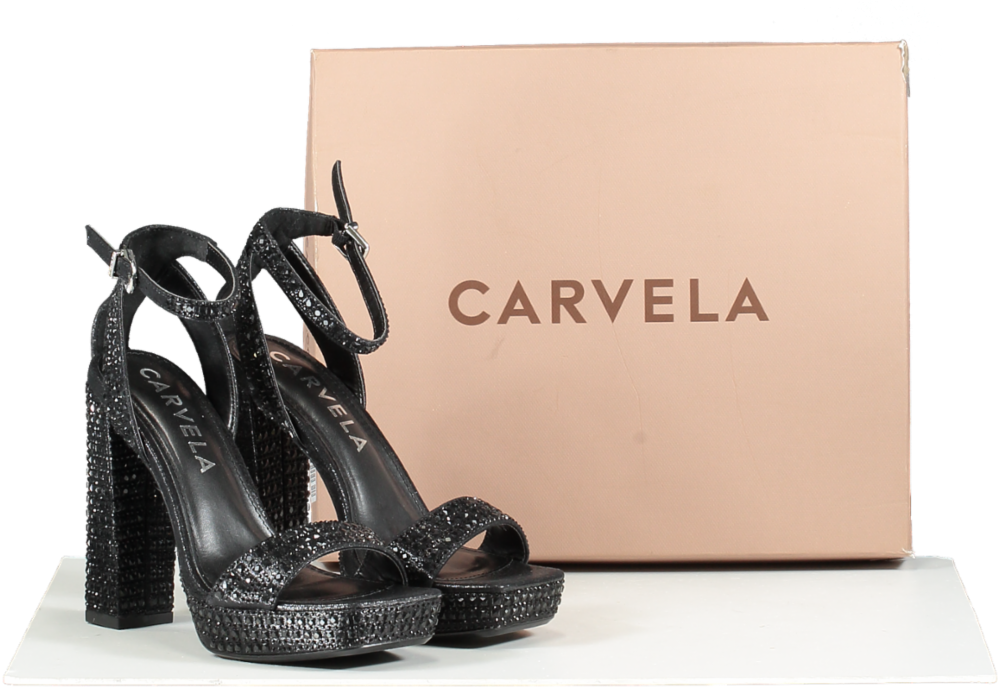 Carvela Kianni Black Crystal Embellished Platform Sandals Bnib UK 3 EU 36 👠