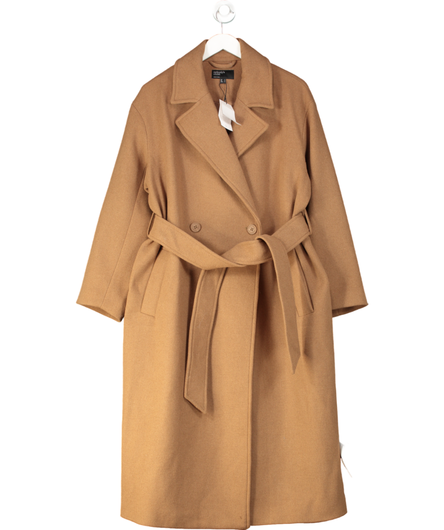 Nobody's Child Beige Oversized Camel Belted Wool Blend Coat UK S