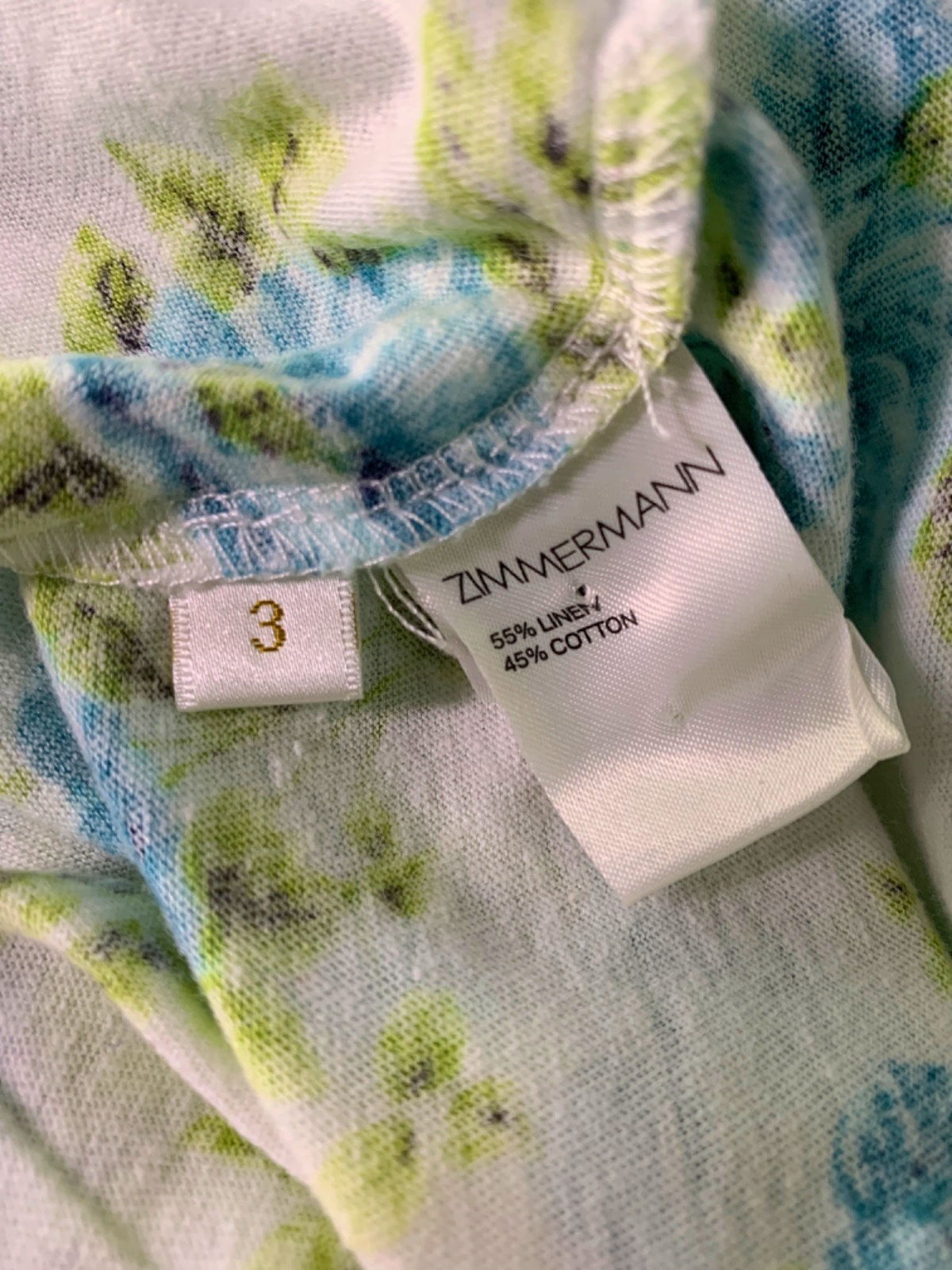 Zimmermann White/Blue Floral Print Knit Top UK 3