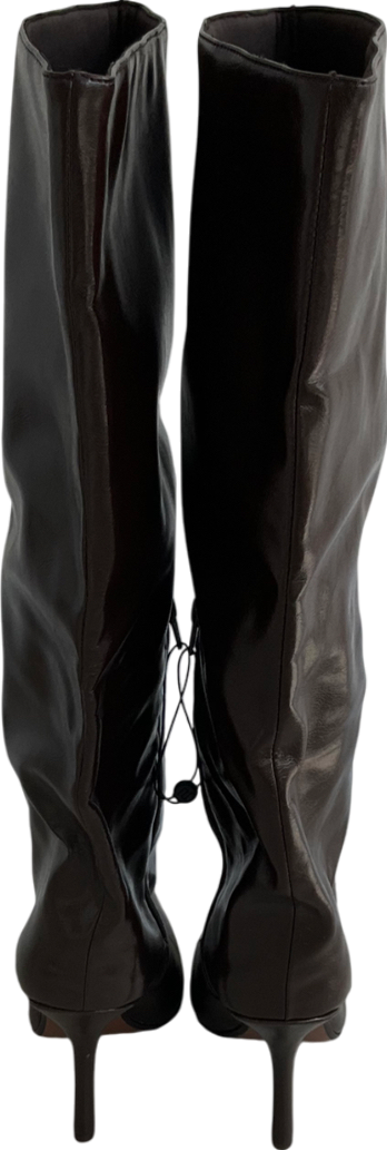 River Island Brown Square Toe High Keg Boots UK 6 EU 39 👠