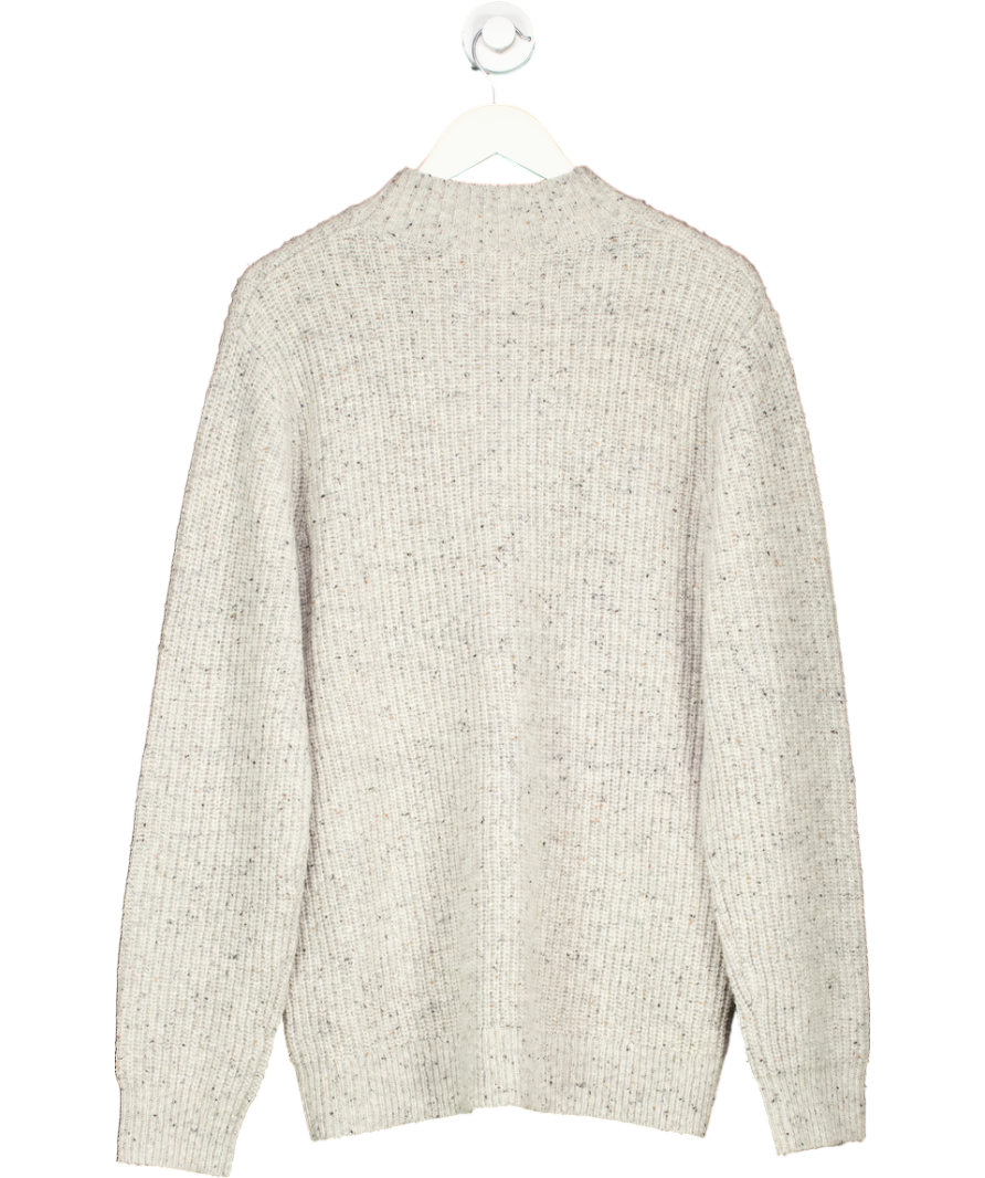 Superdry Grey Wool Blend Tweed Mock Neck Jumper UK XL