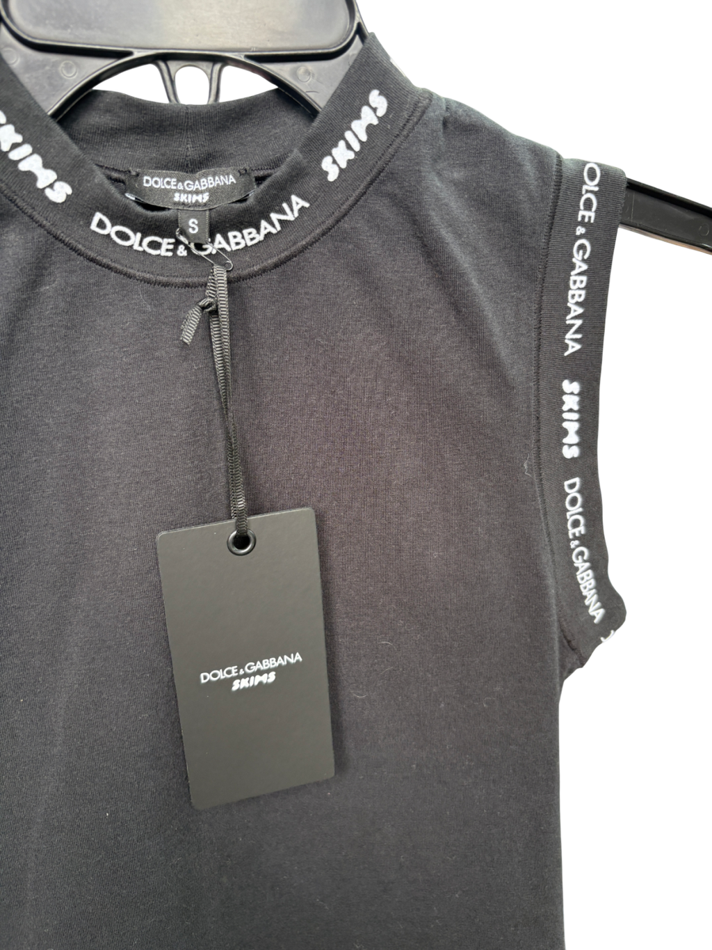 SKIMS Black X Dolce & Gabbana Cotton Jersey Tank Top UK S