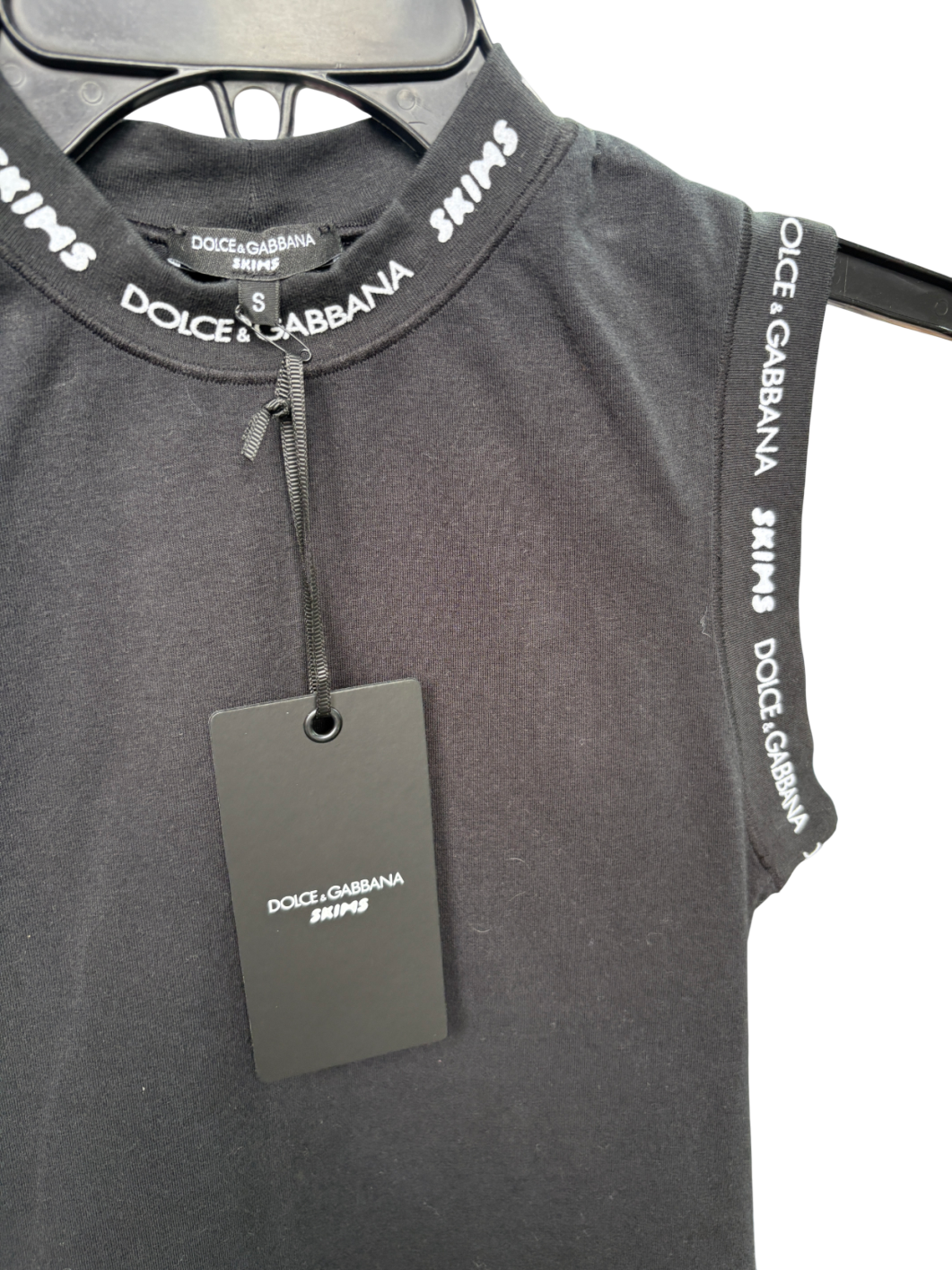 SKIMS Black X Dolce & Gabbana Cotton Jersey Tank Top UK S