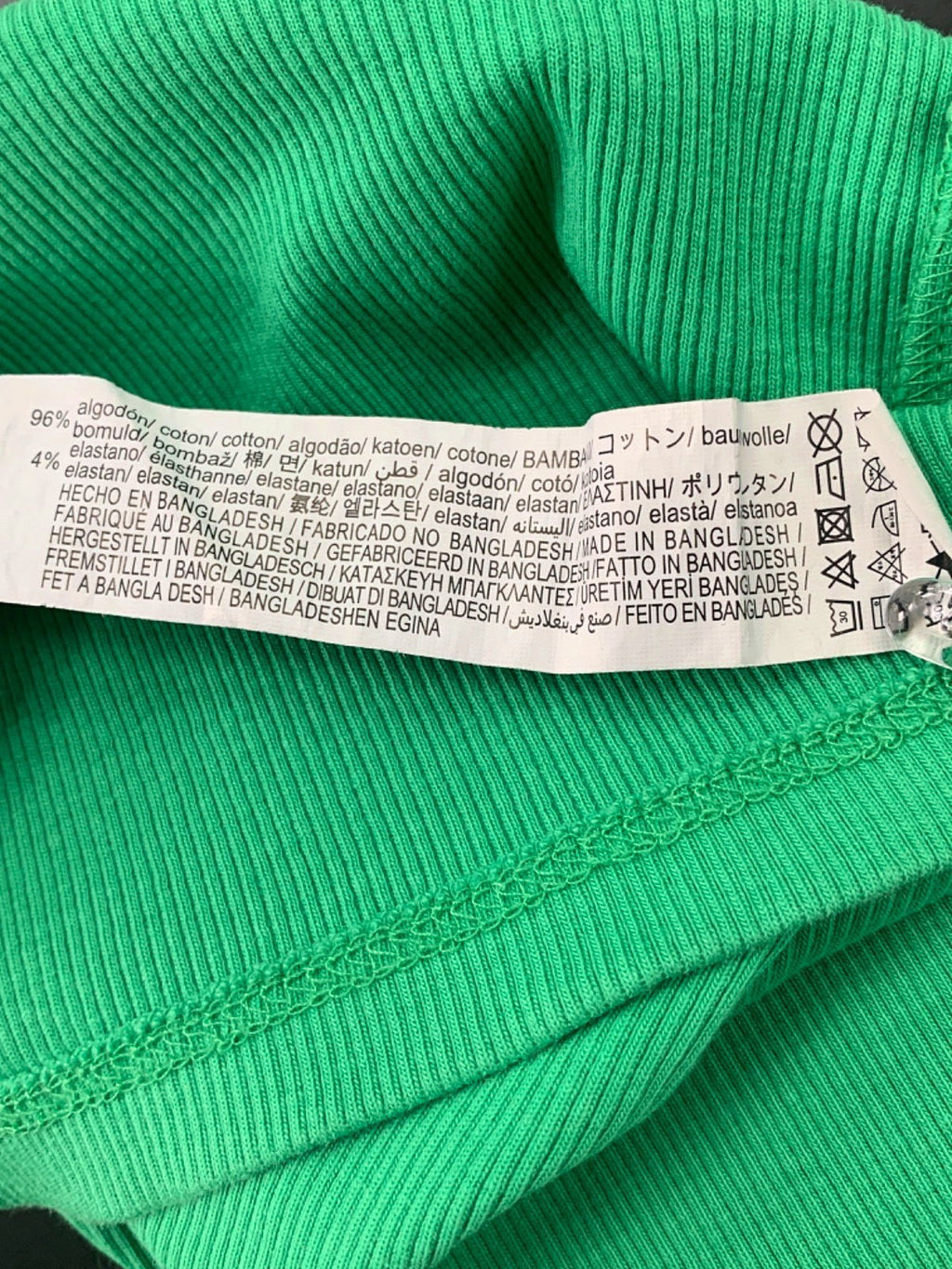 Bershka Green Ribbed Sleeveless Tank Top UK S