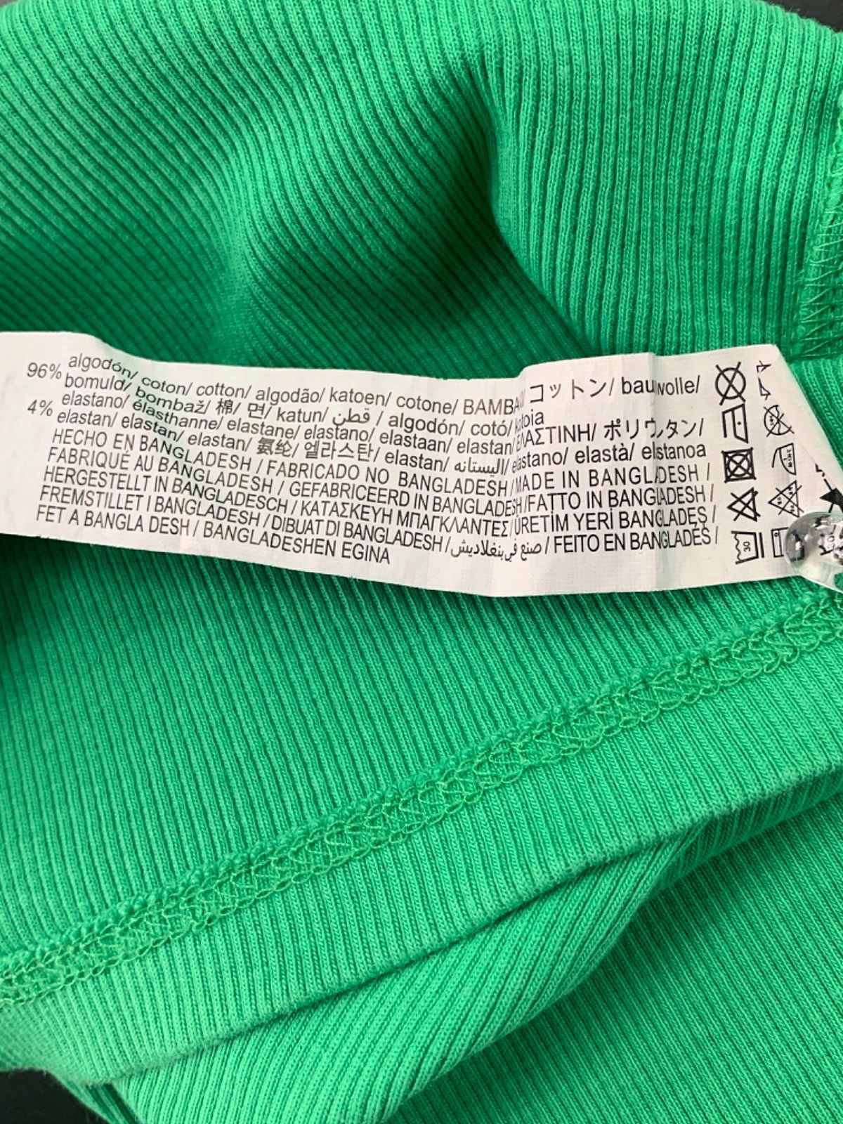 Bershka Green Ribbed Sleeveless Tank Top UK S