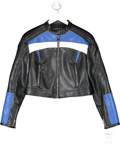 Lioness Black Leather Look Biker Jacket UK M