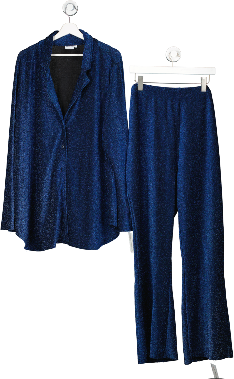 ASOS Blue Curve Glitter Shirt & Trouser Pyjama Set UK 26