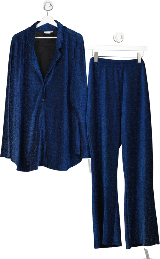 ASOS Blue Curve Glitter Shirt & Trouser Pyjama Set UK 26