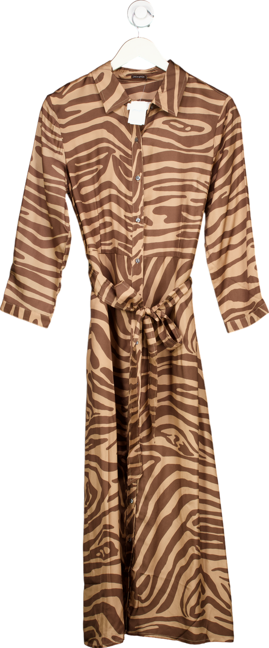 J.McLaughlin Dark Brown/Light Brown Bengal Row Dress UK M