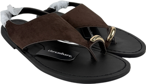 Threadbare T-strap Toe Loop Sandals In Chocolate Brown UK 5 EU 38