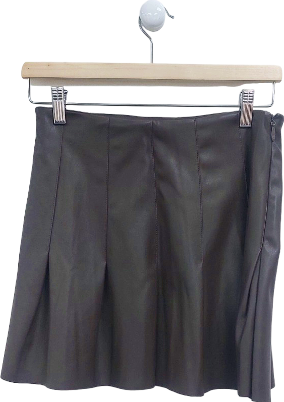 New Look Brown Pleated Skirt UK 8