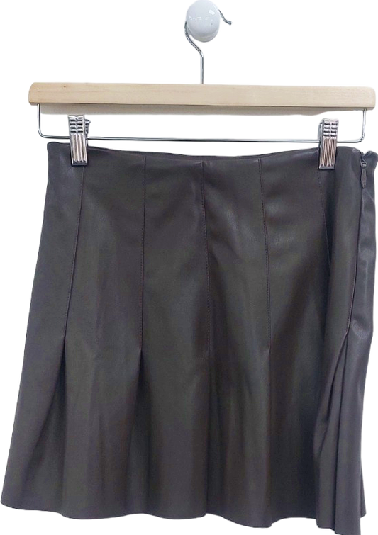 New Look Brown Pleated Skirt UK 8