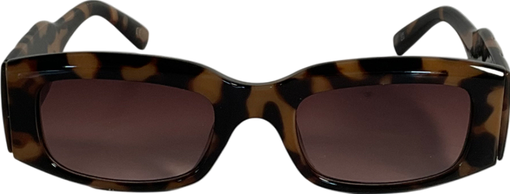 ASOS Brown Mid Square Sunglasses With Temple Design In Acetate Tort One Size