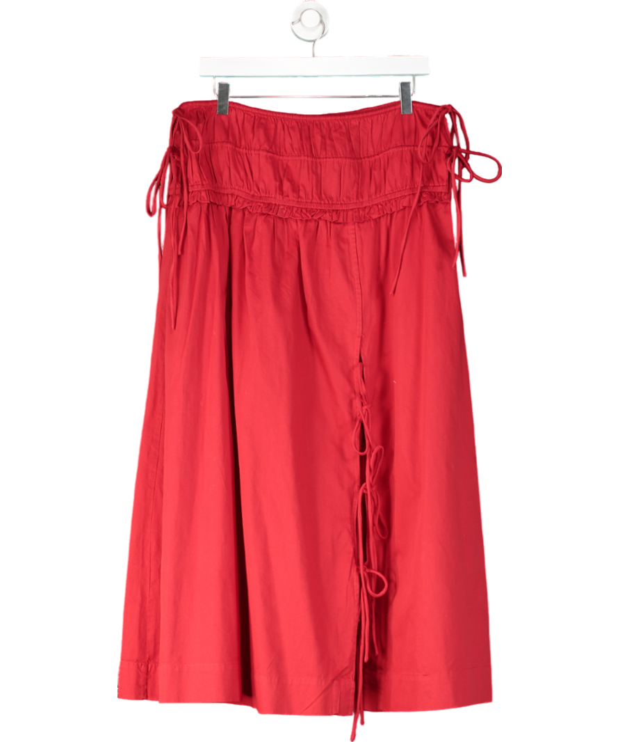 Damson Madder Red Charlotte Midi Tie Detail Skirt UK 14