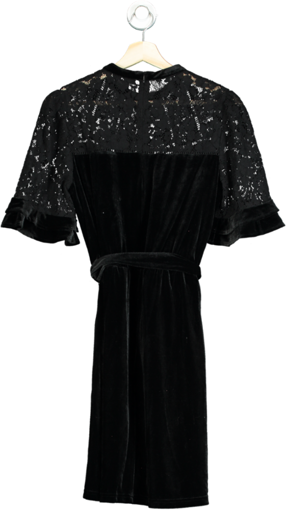 Love & Roses Black Lace Velvet Mini Dress UK 10