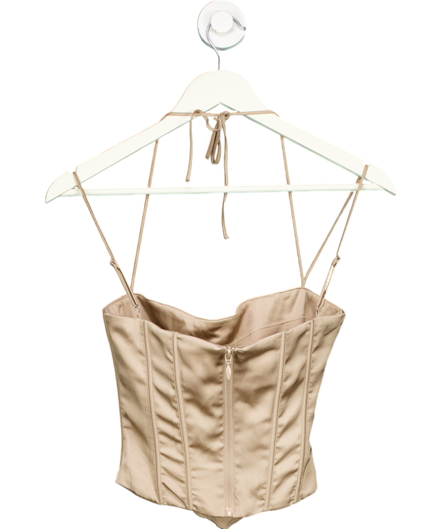 House of CB Beige Chantelle Satin Corset UK S