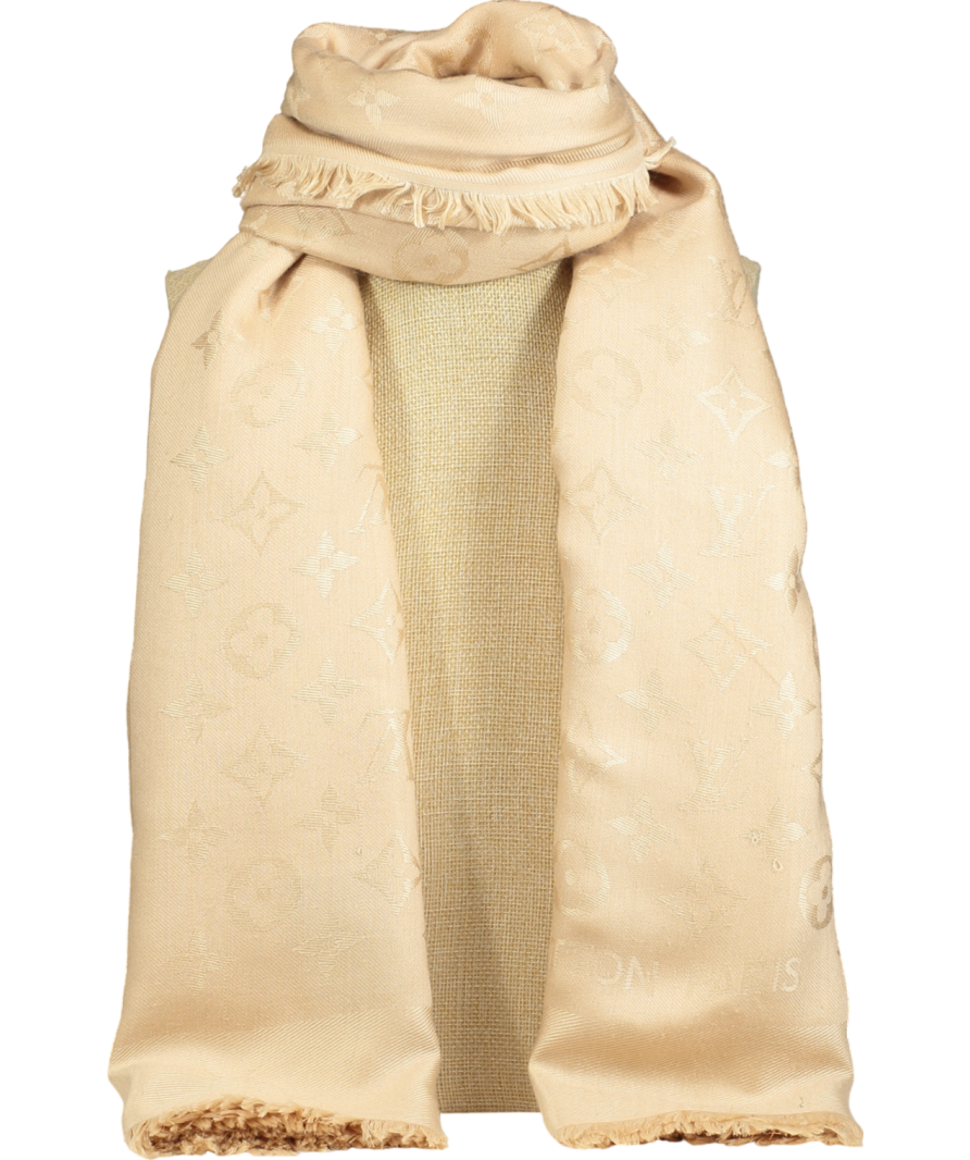 Louis Vuitton Beige Icon Monogram Wool/silk Classic Shawl