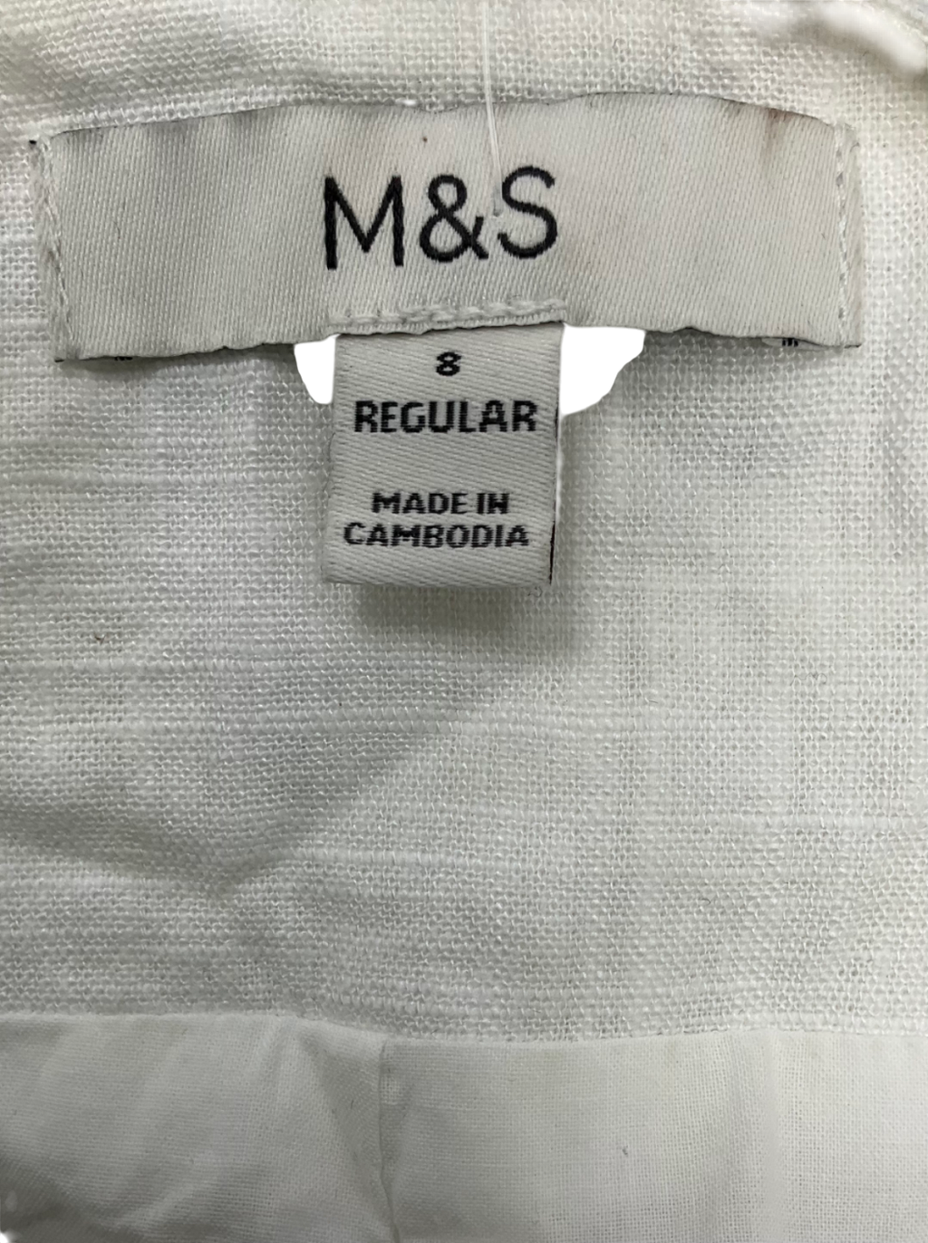 M&S White Linen Blend 2-piece Shorts And Waistcoat Suit UK 8