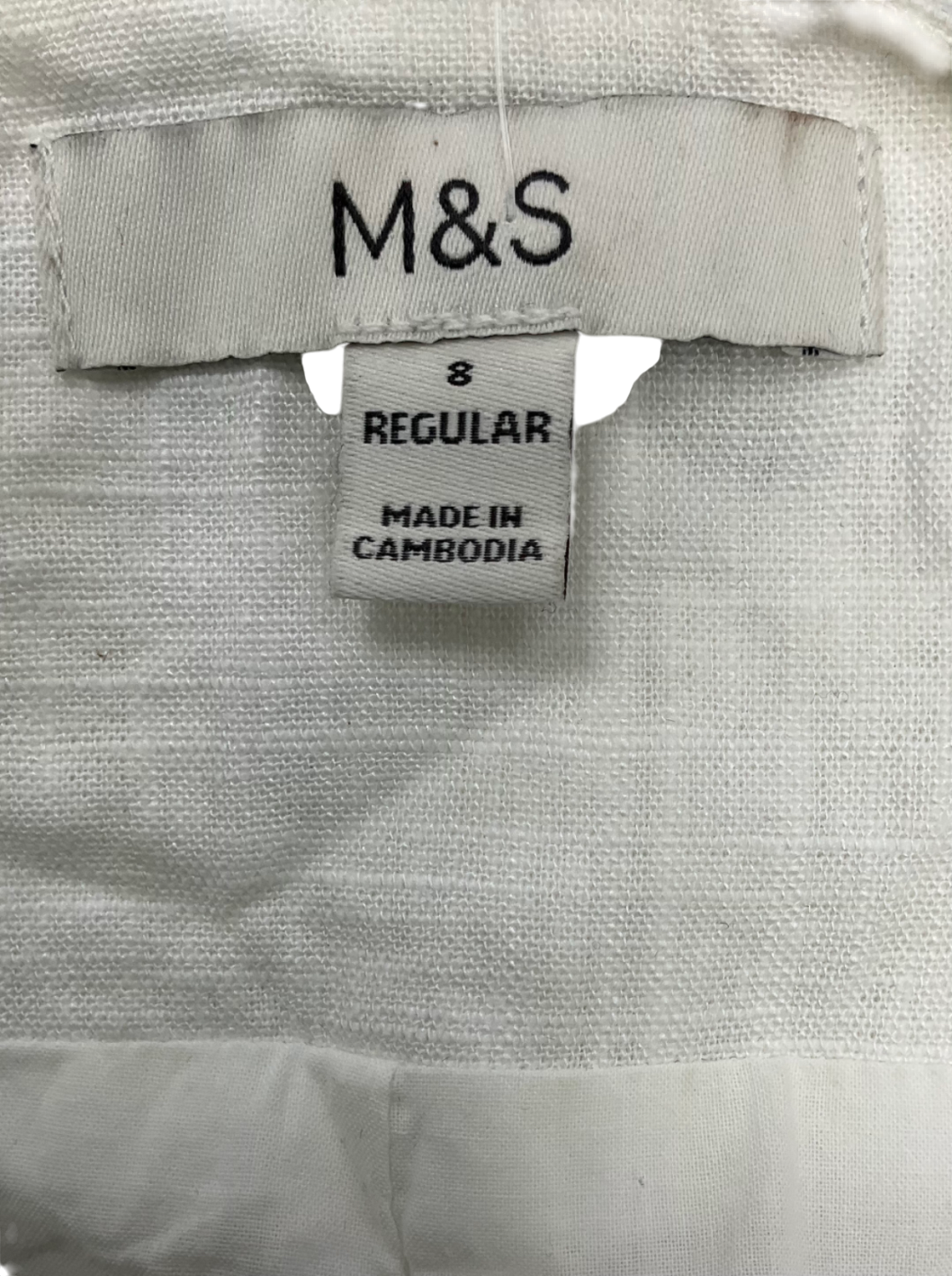 M&S White Linen Blend 2-piece Shorts And Waistcoat Suit UK 8