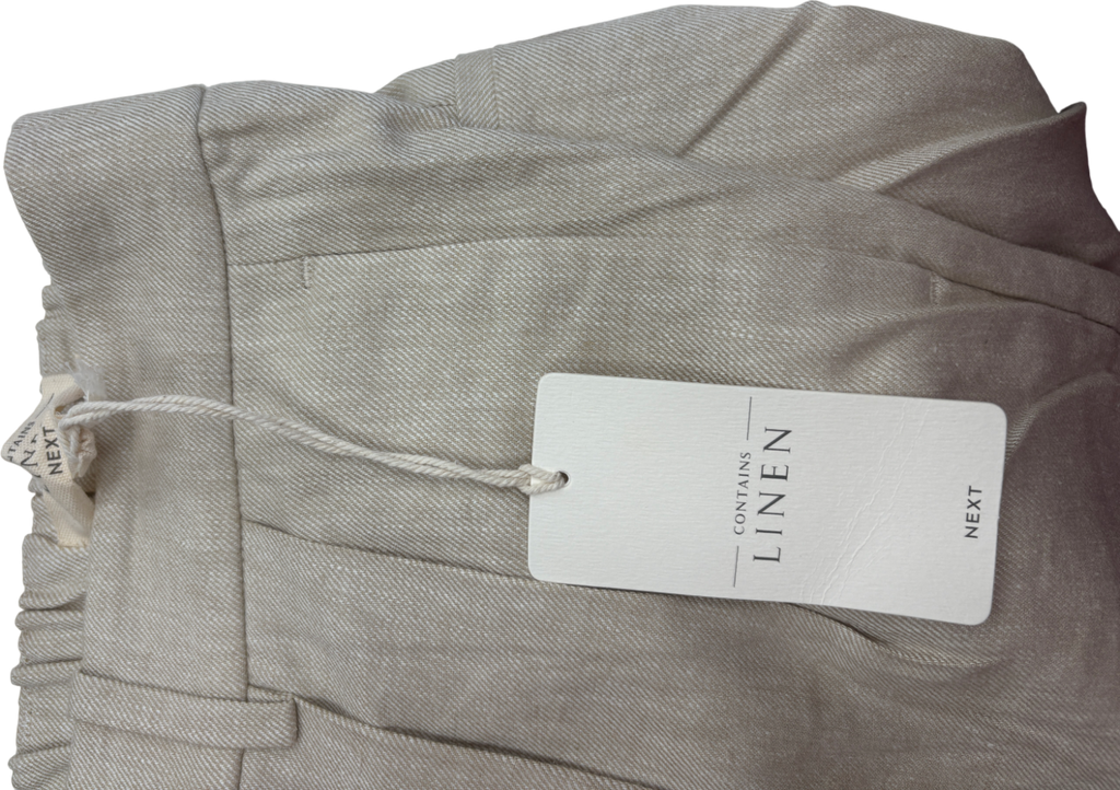Next Beige Linen Wide Leg Trousers UK 6
