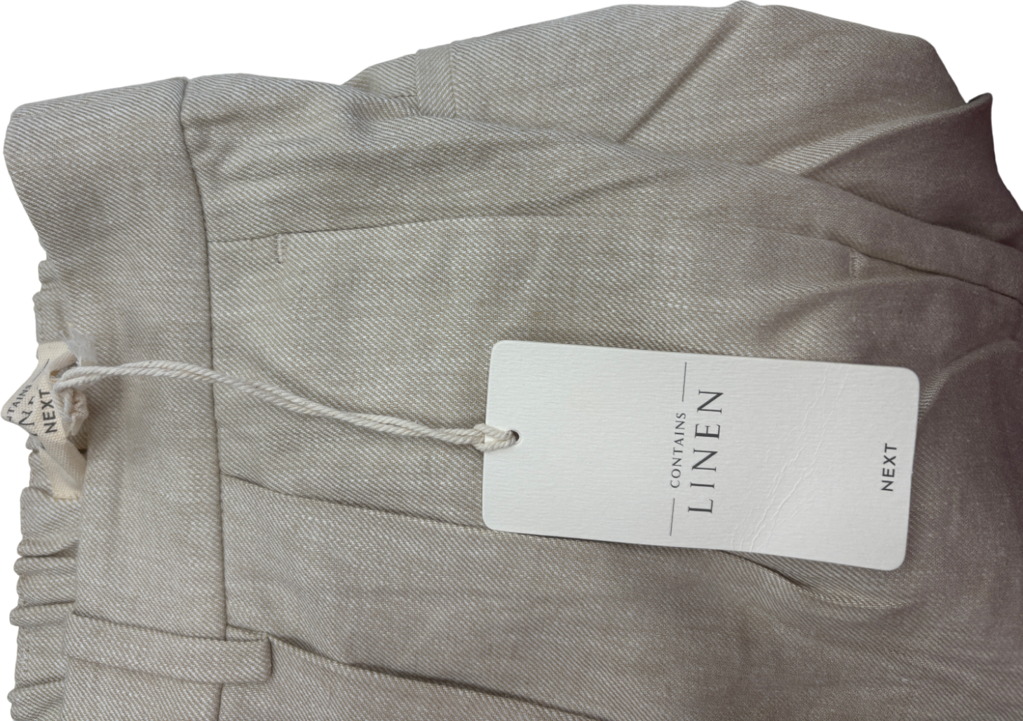 Next Beige Linen Wide Leg Trousers UK 6