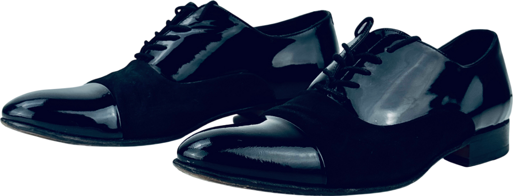 RUSSELL & BROMLEY Black Suede & Patent Leather Stratus Toe Cap Oxford Shoes UK 9 EU 43 👞