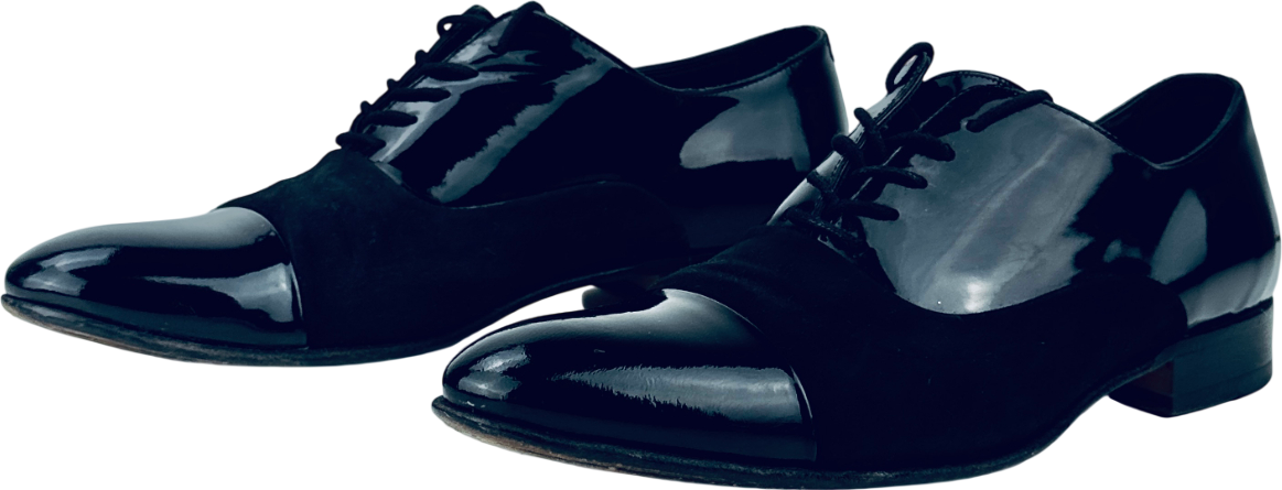 RUSSELL & BROMLEY Black Suede & Patent Leather Stratus Toe Cap Oxford Shoes UK 9 EU 43 👞
