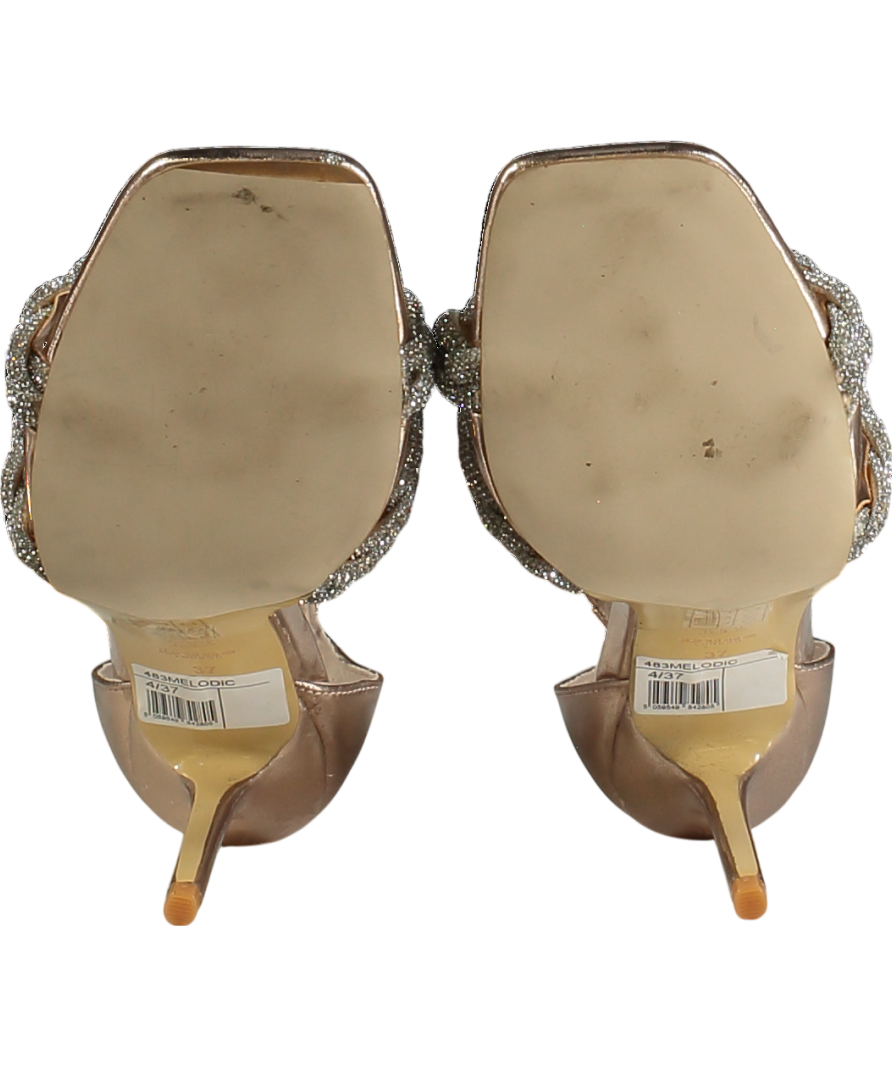 Dune Melodic Metallic Rose Gold Diamante Strap Heeled Sandals UK 4 EU 37 👠