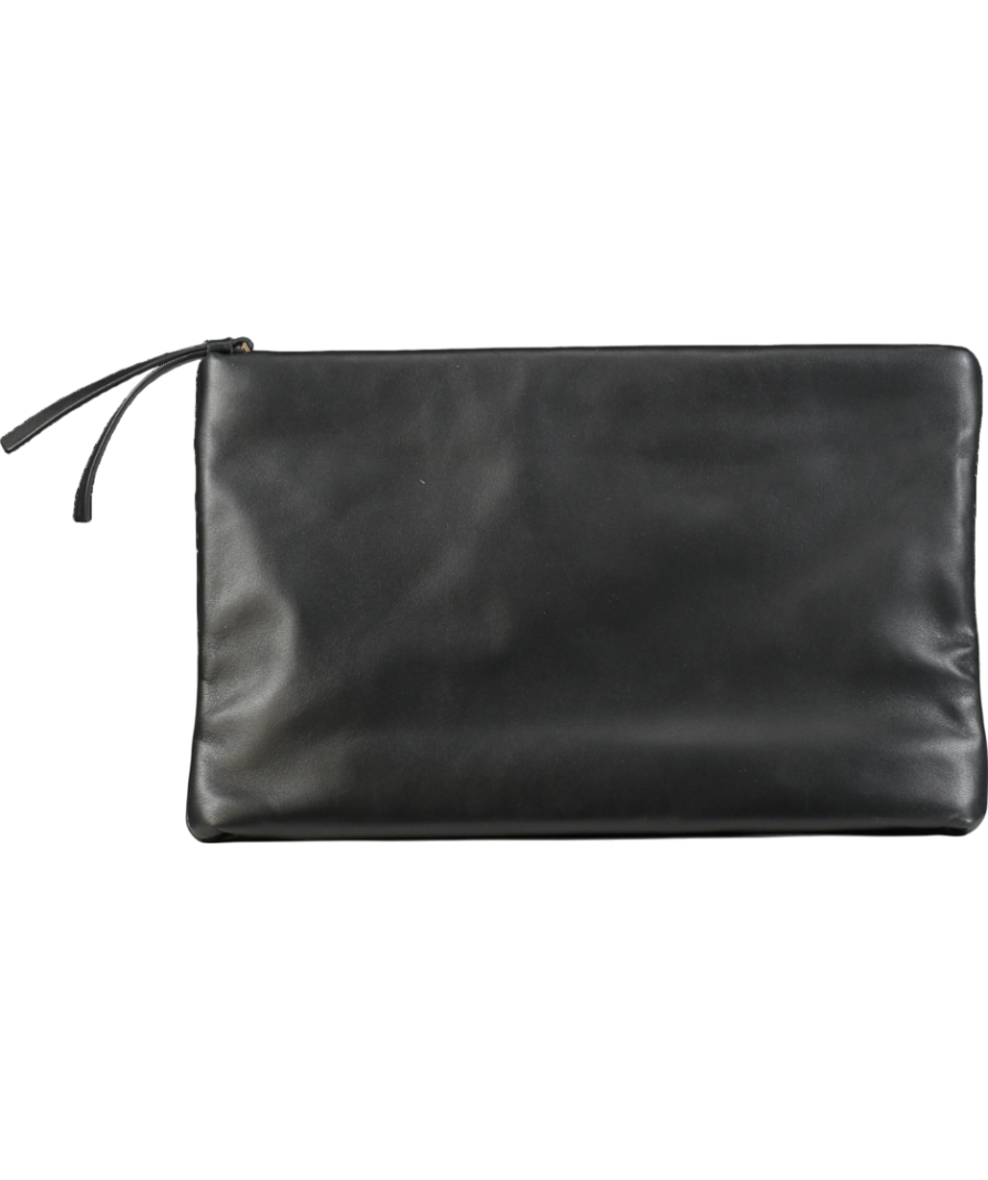 All Saints Black Bettina Leather Clutch Bag One Size