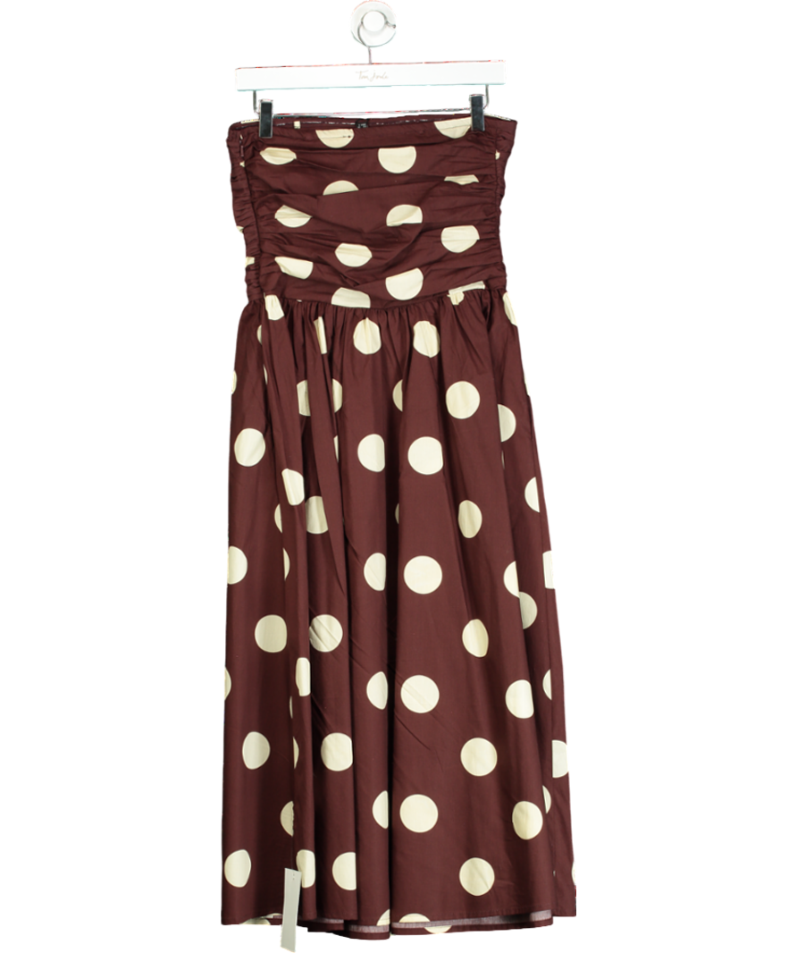 Nobody's Child Brown Spot Print Bandeau Felicity Midi Dress UK 6