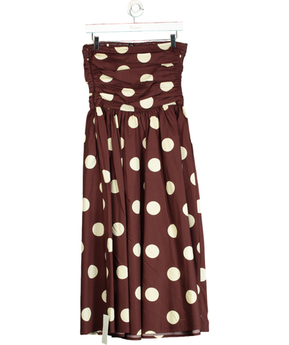 Nobody's Child Brown Spot Print Bandeau Felicity Midi Dress UK 6