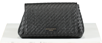 Aspinal Of London Black Evening Clutch In Woven Leather One Size