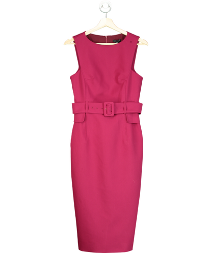 Karen Millen Red Compact Stretch Belted Tailored Midi Pencil Dress UK 8