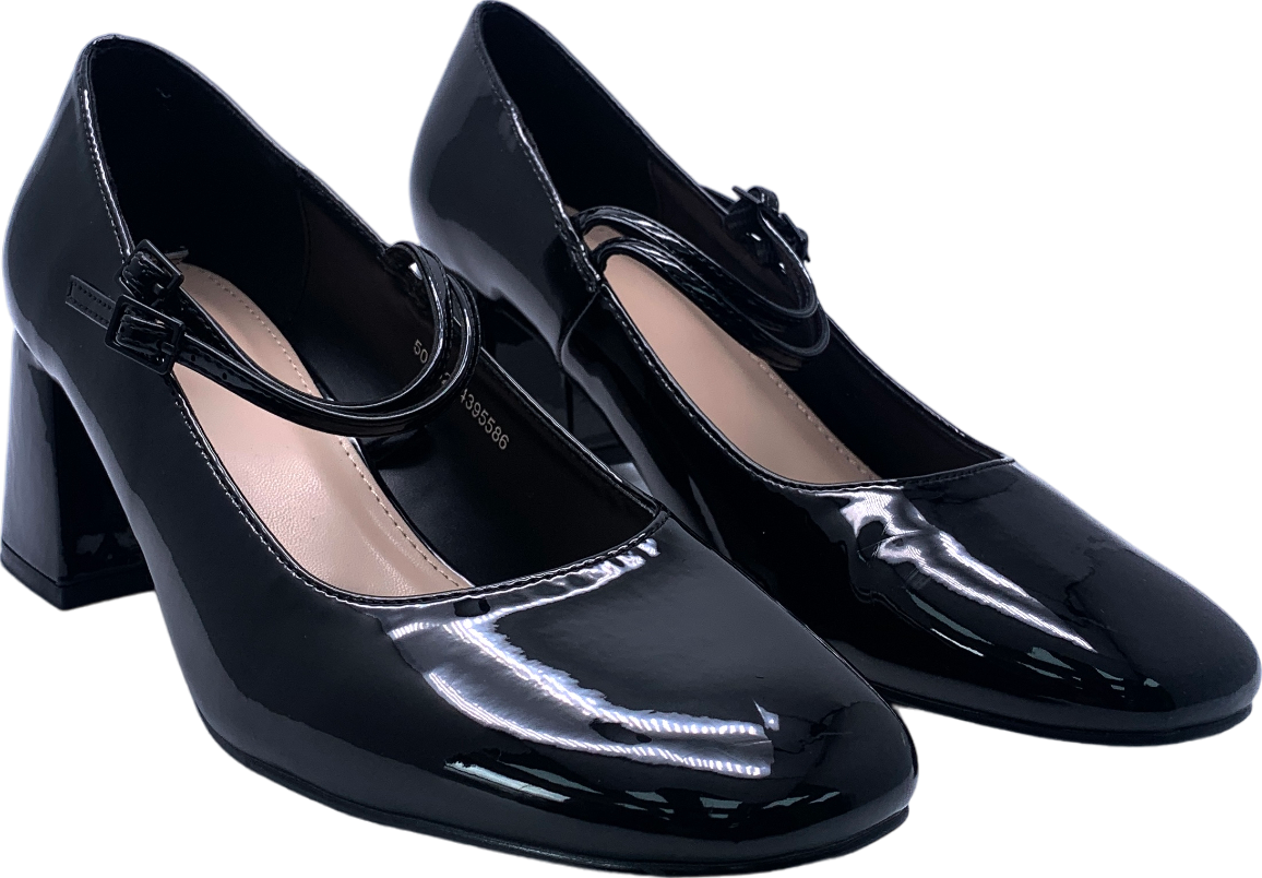 TU Black Patent Heeled Mary Jane Shoes UK 7 EU 40 👠