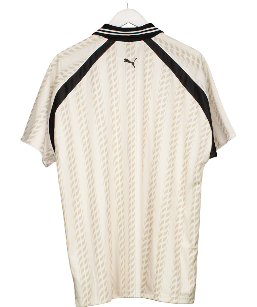 Cream Puma Archive Print Football Jersey In White And Black UK L