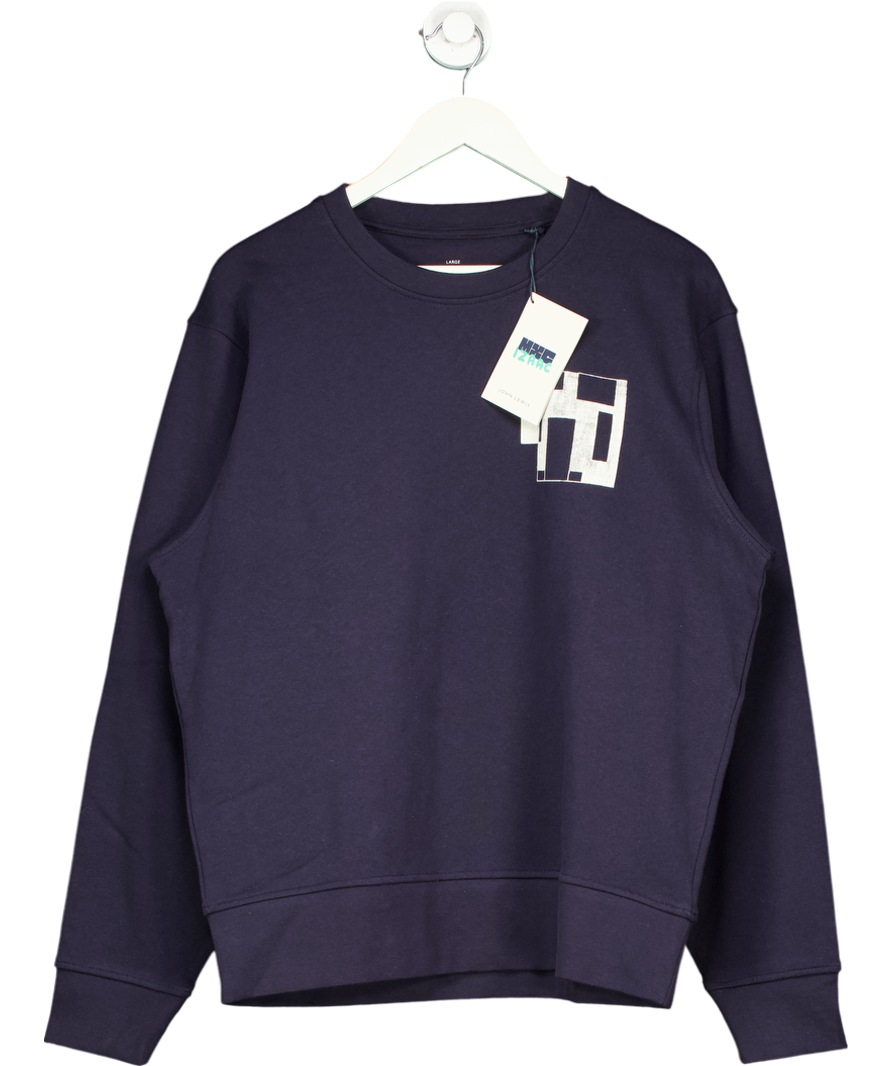 Made By Care x John Lewis Rooms Blue Unisex Cotton Sweatshirt UK L