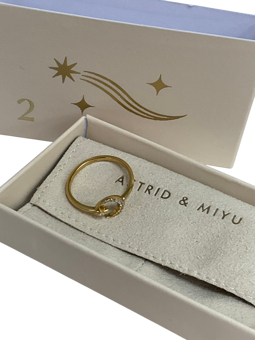 Astrid & Miyu Gold Star & Moon Open Ring In Gold One Size