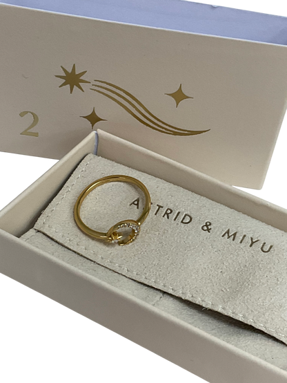 Astrid & Miyu Gold Star & Moon Open Ring In Gold One Size