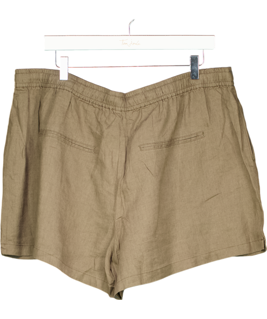 MANGO Green Straight-fit Linen Shorts UK XXL