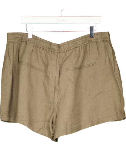 MANGO Green Straight-fit Linen Shorts UK XXL