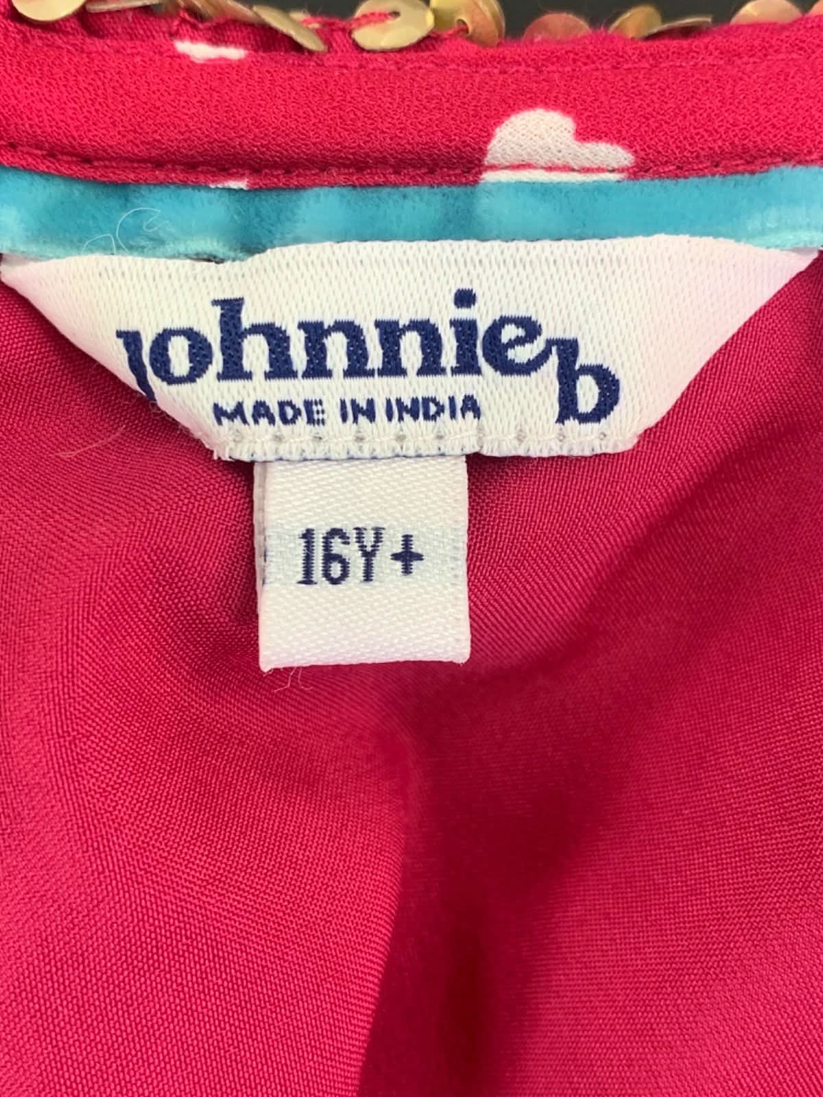 Boden Red and White Heart Print Dress with Sequin Collar Size 16 Years+