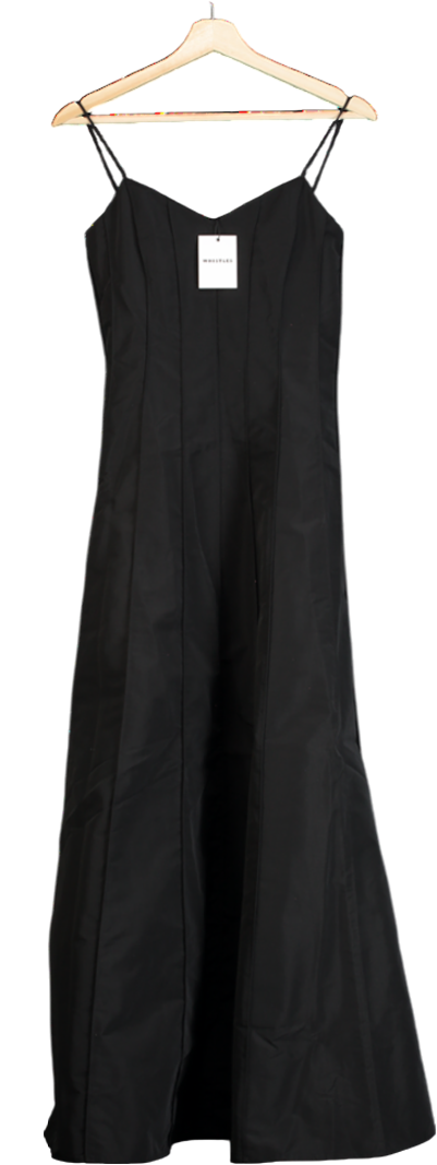Whistles Black Laverne Taffeta Maxi Dress UK 6