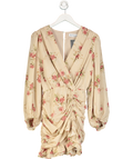 En Saison Beige Floral Ruched Side Mini Dress UK XS