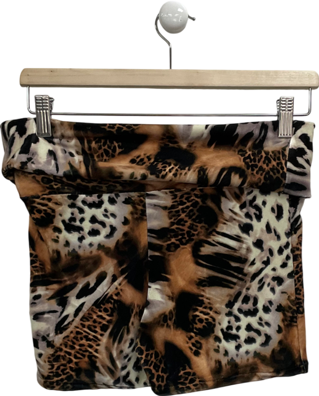 Kasela Brown Velvet mini Shorts In Leopard UK M
