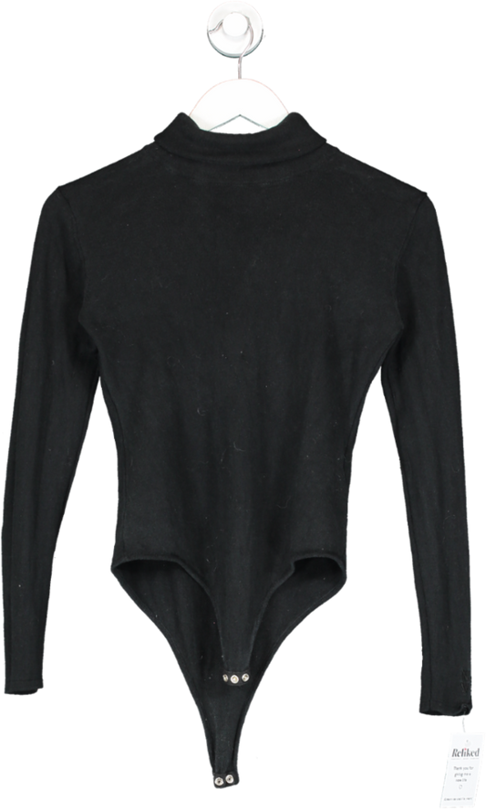 Novo Black 100% Silk And Cashmere Turlteneck Bodysuit UK S